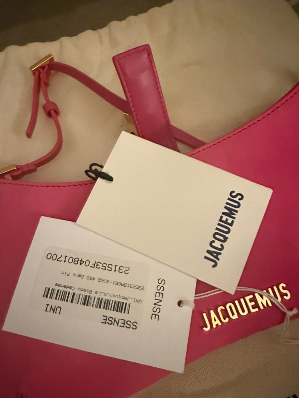 Jacquemus Authentic Hot Pink Shoulder Bag with Gold Padlock - Picture 14 of 15